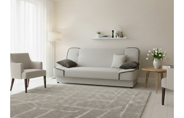 Rozkładana wersalka kanapa MAXIM II Diosa beżowa PLAMOODPORNA pojemnik sprężyny